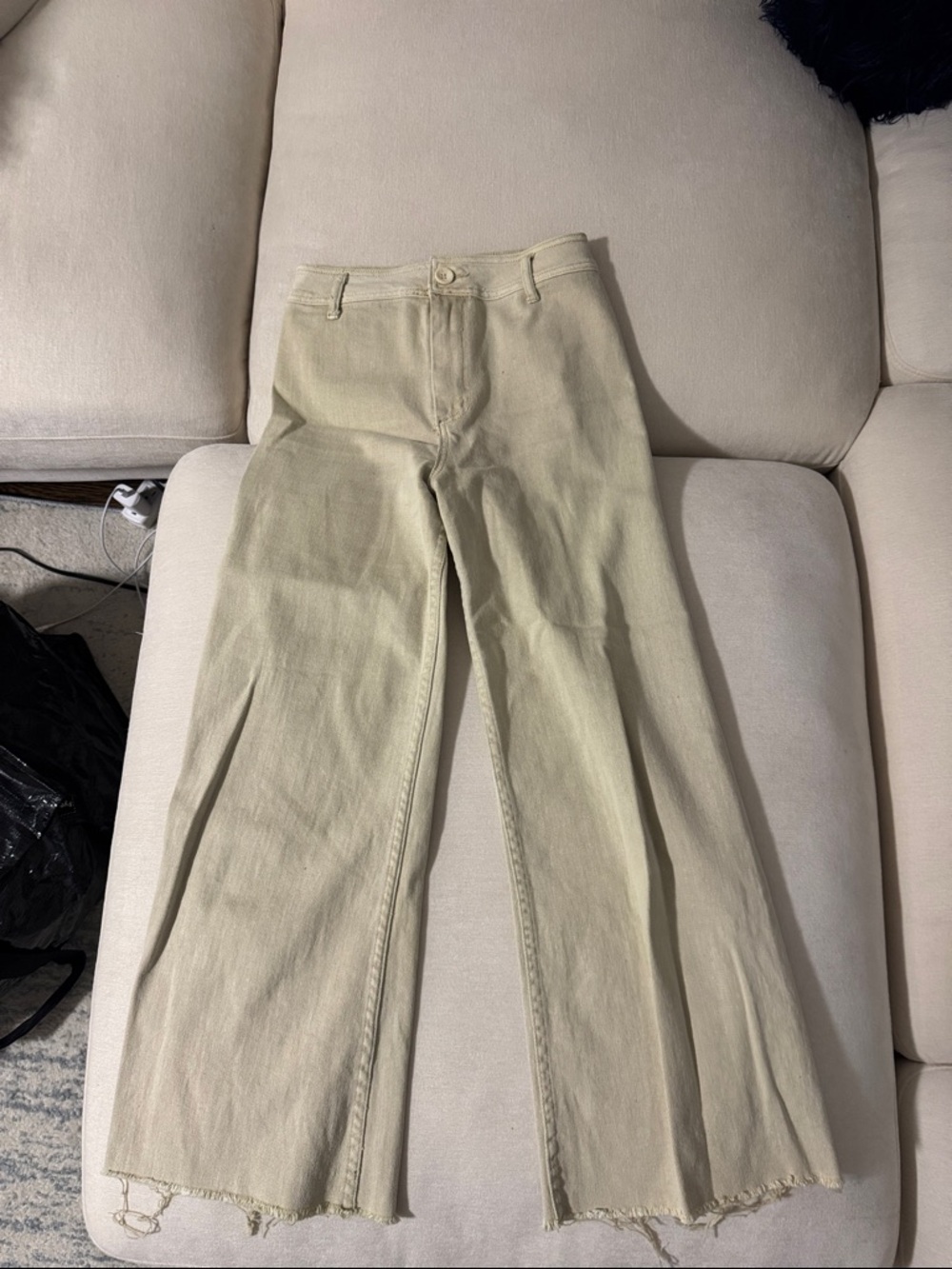 High waisted beige pants